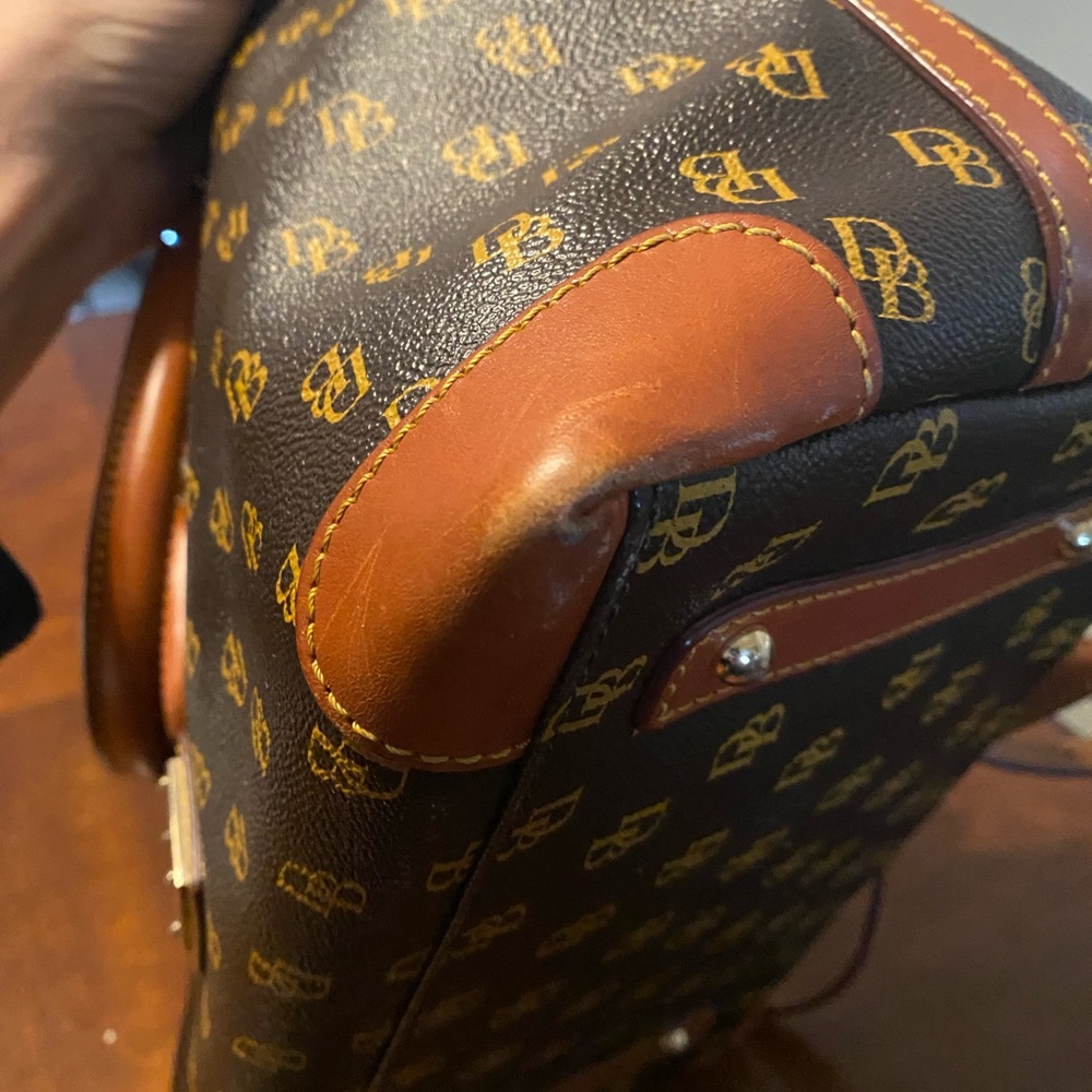 Dooney & Bourke Brown and Tan Logo Messenger Satchel - Picture 6 of 16